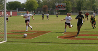 Bethel's Carla Chambers finishes off her second goal against Cumberland University