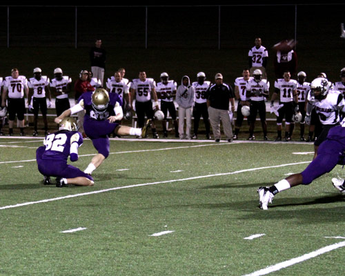 Bethel's Sean Fraser kicksa 40 yard field goal, the first of his  two field goals on the night.