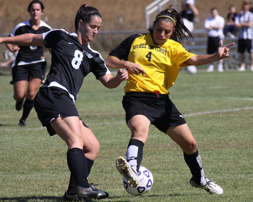Bethel's Kelly-Jade Whelen battles for ball control against Trevecca.  Whelen scored two goals in the 4-1 win,